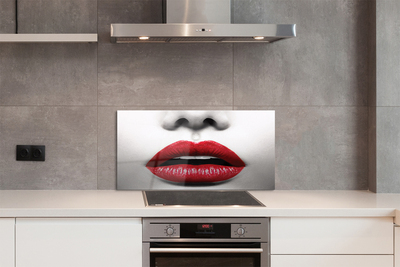 Moderne keuken achterwand Rode vrouw met rode lippen