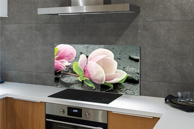 Keuken achterwand glas met print Magnolia stenen