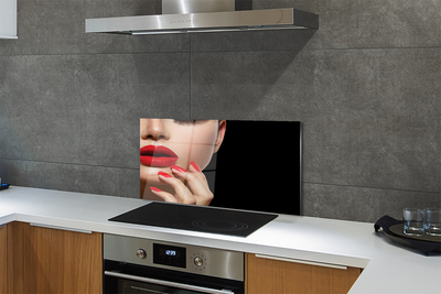 Moderne keuken achterwand Vrouw met rode lippen en spijkers