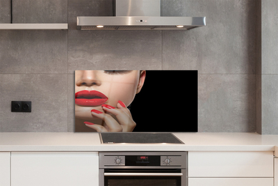 Moderne keuken achterwand Vrouw met rode lippen en spijkers