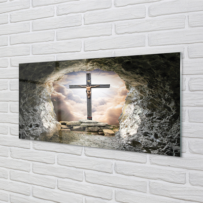 Keuken achterwand glas met print Jezus cross cave