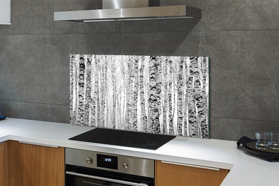 Keuken achterwand glas met print Zwart en wit berken