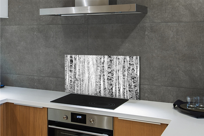 Keuken achterwand glas met print Zwart en wit berken