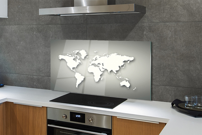 Keuken achterwand glas met print Grijze achtergrond witte kaart