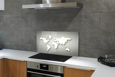 Keuken achterwand glas met print Grijze achtergrond witte kaart