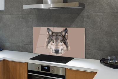 Glazen achterwand keuken Geschilderde wolf