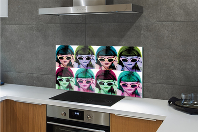 Moderne keuken achterwand Vrouw kleurrijke haarglazen