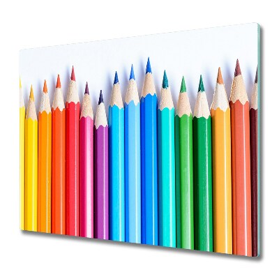 Snijplank van glas Kleurrijke potloden