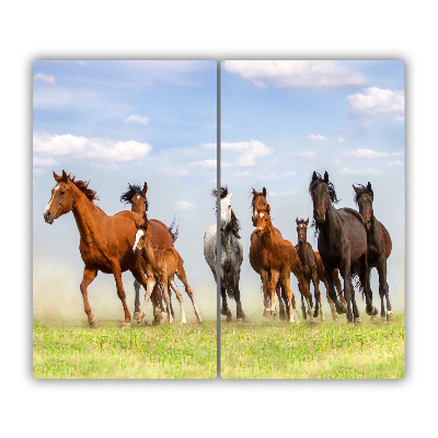 Snijplank van glas Paarden in galop