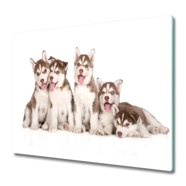 Snijplank van glas Husky pups