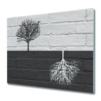 Snijplank van glas Bomen aan de muur