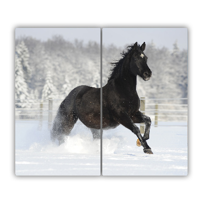 Snijplank van glas Paard in een galop sneeuw