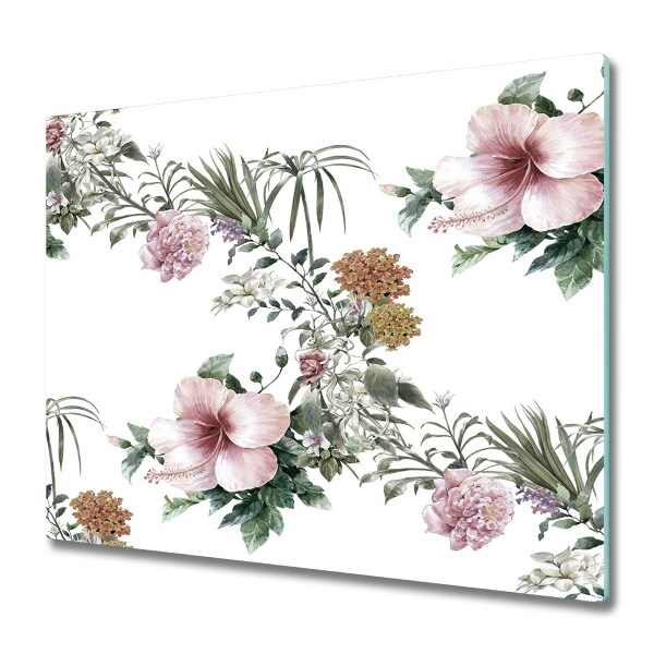 Snijplank van glas Bloemenpatroon