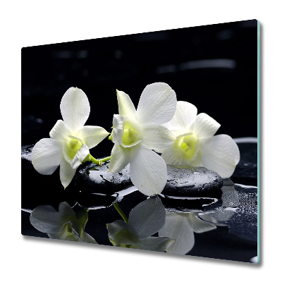 Glazen snijplank Bloem orchidee wit