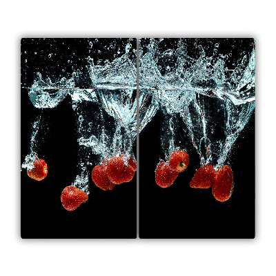 Glazen snijplank Aardbeien onder water