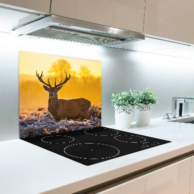 Glazen snijplank Herten zonsopgang