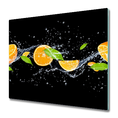 Glazen snijplank Sinaasappelen en water