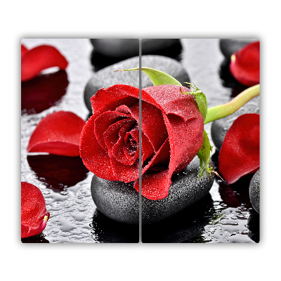 Snijplank glas Rode roos