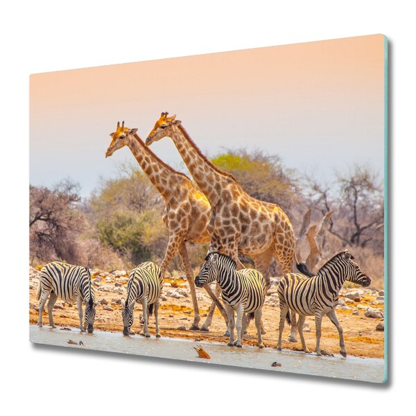 Afdekplaat voor kookplaat Giraffen en zebra's