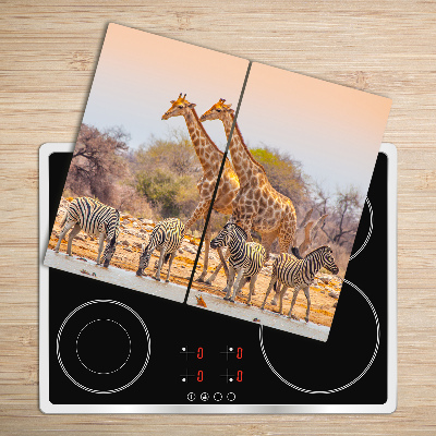 Afdekplaat voor kookplaat Giraffen en zebra's
