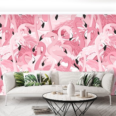 Fotobehang Roze flamingo's