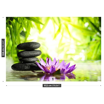 Zelfklevend fotobehang Lotus en steen zen