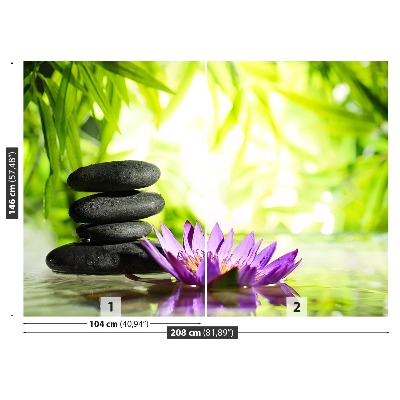 Zelfklevend fotobehang Lotus en steen zen