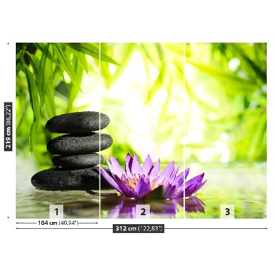 Zelfklevend fotobehang Lotus en steen zen