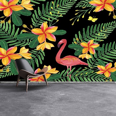 Fotobehang Bloemen flamingo's