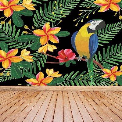 Fotobehang Macaw bloemen