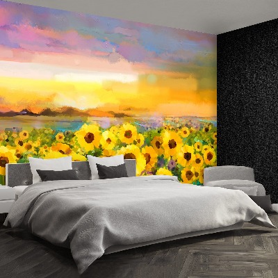 Fotobehang Zonnebloemen veld