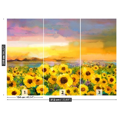 Fotobehang Zonnebloemen veld