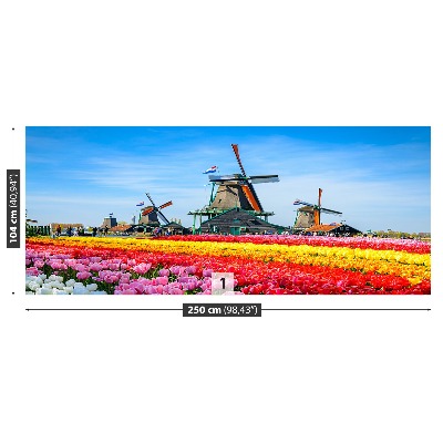 Fotobehang Tulpen windmolens