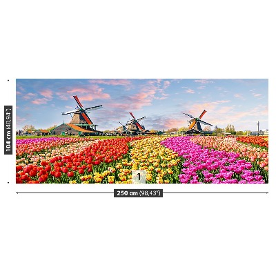 Fotobehang Tulpen windmolens