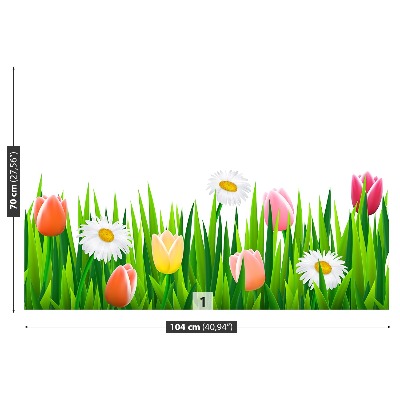 Zelfklevend fotobehang Tulpen gras