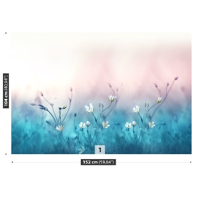 Zelfklevend fotobehang Velden van witte bloemen