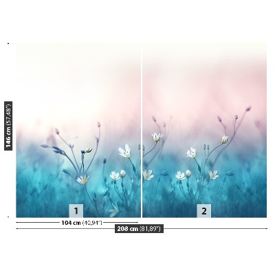 Zelfklevend fotobehang Velden van witte bloemen