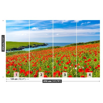 Fotobehang Poppy veld