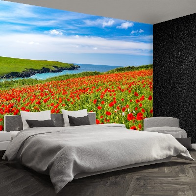 Fotobehang Poppy veld