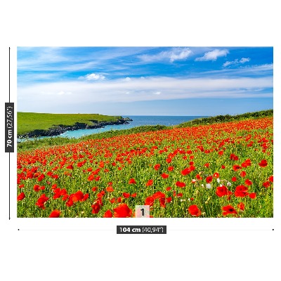 Fotobehang Poppy veld