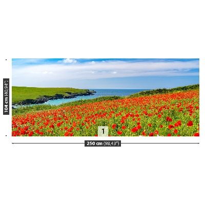 Fotobehang Poppy veld