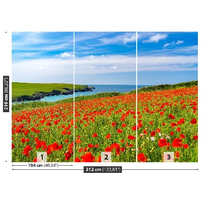 Fotobehang Poppy veld