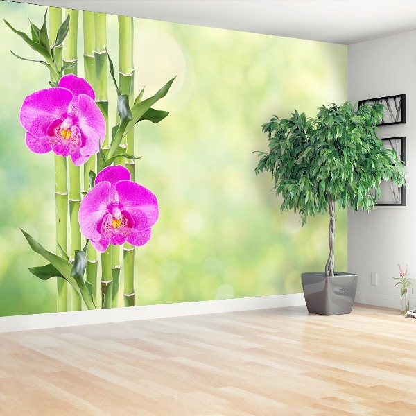 Zelfklevend fotobehang Orchidee en bamboe