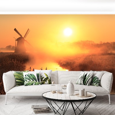 Zelfklevend fotobehang Zonwindmolen