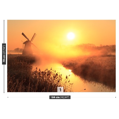 Zelfklevend fotobehang Zonwindmolen