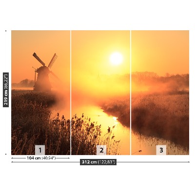 Zelfklevend fotobehang Zonwindmolen