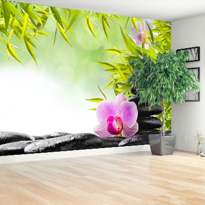 Fotobehang Bamboe en orchidee