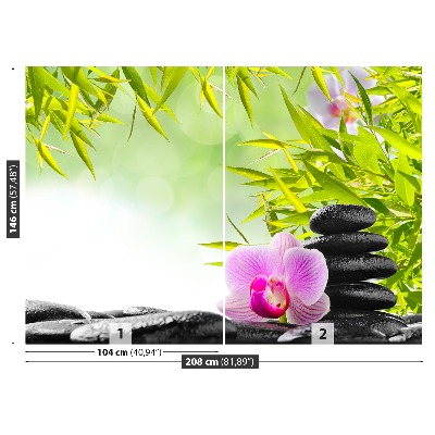 Fotobehang Bamboe en orchidee