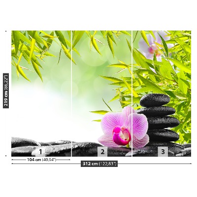 Fotobehang Bamboe en orchidee
