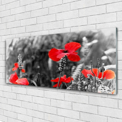 Foto op plexiglas Poppies on the wall
